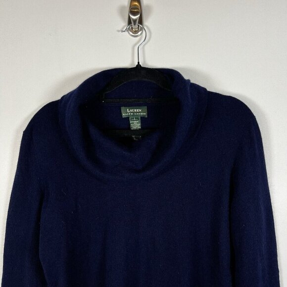 Lauren Ralph Lauren Merino Wool Cashmere Angora Rabbit Sweater Size L Blue Soft - Picture 3 of 7